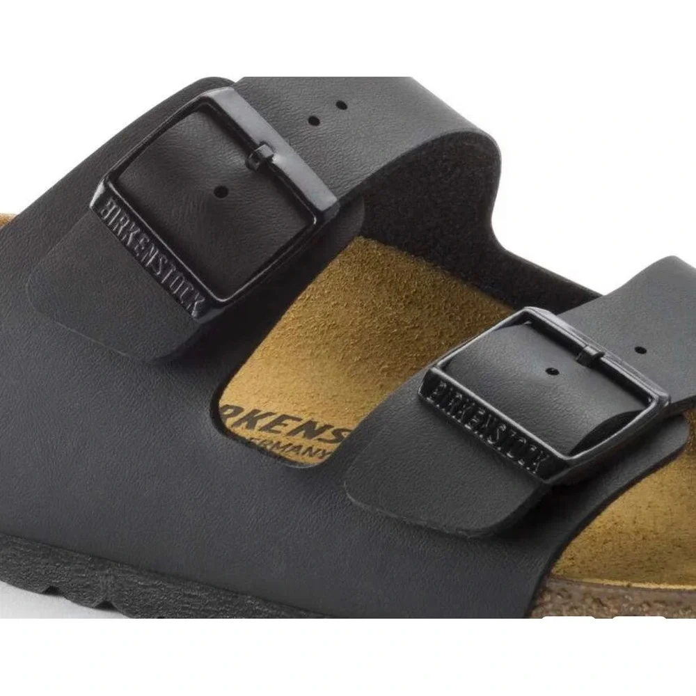 Birkenstock Arizona Black Birko-Flor Two Strap Slide Sandals Womens 7.5